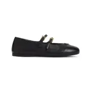 [Prada] Prada-Black Lamb Leather Ballerina-Donna 36 IT
