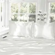 King Single Size White 1000TC Silk Silky Feel Satin Sheet Set