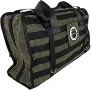 Overland Vehicle Systems Large Recovery Bag with Handle & Straps - #16 Waxed Canvas Storage - Infused with Paraffin Wax Waterproofing - Two Heavy Duty Alligator Buckles and Industrial Nylon Handle