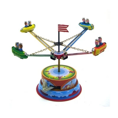 Iron Windup Spaceship Tinplate Toy for Collector and Creative House Decoration