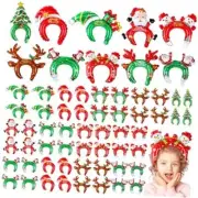 100 Pcs Christmas Inflatable Headbands Santa Snowman Balloon Hair Hoop Gift