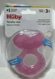 Nuby Silicone Teether Teethe-EEZ Teether w/ Bristles Soothes & Clean Gums w/Case