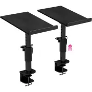 Studio Monitor Speaker Stands - 12x9" Adjustable Clamp-On Desktop Mount (2-Pack)