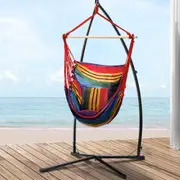 Gardeon Hammock Chair with Steel Stand Cushion Pillow Rainbow