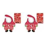 2PK Gamago Xmas Santa Sweater Baby/Infant Kids Neck Bib Feeding Cloth/Towel Red