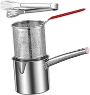 iplusmile 1Set Stainless Steel Deep Fryer Pot Capacity Scalding Design for Home Use Versatile Deep Frying Boiling and Stewing Kitchen Appliance for Chips