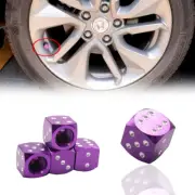 4PCS Purple Dice Tire/Wheel Stem Air Valve CAPS Covers set Universal Fitment NEW