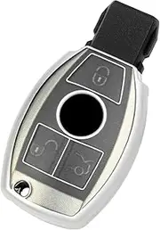 TANGSEN Smart Key Fob Case Cover Compatible with Mercedes Benz A B C CLA CLS E G GL GLA GLC GLE GLK GLS GT M R S SLK SLS Class Viano 2 3 Button Keyless Entry Remote TPU Transparency Frosted Key Shell