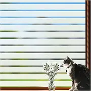 Viseeko Window Privacy Film Sun Blocking Frosted Glass Window Film Static Cling Window Covering Non Adhesive Glass Sticker for Home Office Bathroom Kids Study Stripe Patterns