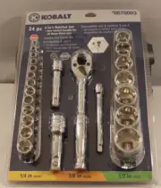 Kobalt 24 piece socket set 5/32" to 1" 20 sockets SAE Standard 3 in 1 Ratchet