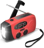 Wind up Solar Radio, AM/FM Weather Radio with LED Flashlight, Emer-gency Solar Power Radio with Rechargeable USB Phone Charger, Portable Radio for Household and Outdoor Camping, Hiking