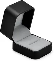 Woodten Black Ring Box Engagement Ring Box Leather jewelry Box Black Leather Ring Box for Proposal Ring Gift Box Proposal Ring Box