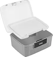 Lockable Storage Container Bin, 6L Capacity Organizer Box, Lockable Storage Trunk for Files Document Organizer, Double Layer Password Storage Locking Box with Built in Removable Tray for Office (Grey)