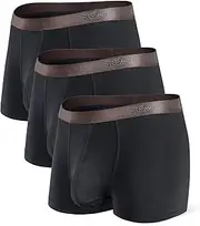 [Separatec] 3 Pack Men's Basic Bamboo Rayon Soft and Breathable Pouch Underwear Trunks