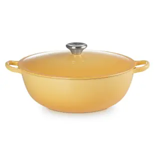 【Le Creuset】琺瑯鑄鐵鍋媽咪鍋28cm 水漾藍/蜂蜜黃/雪紡粉 3色可選(贈TNS 單柄平煎鍋28cm)