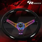 NRG REINFORCED 350MM WOOD NEOCHROME SPOKE 3"DEEP DISH STEERING WHEEL REPLACEMENT