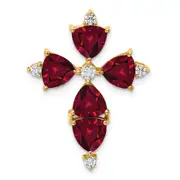 14K Yellow Gold Lab Grown Real Diamond u0026 Created Ruby Pendant