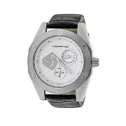 NEW Morphic 4601 Mens M46 Series Day/Date Silver Dial Black Band SS Silver Watch