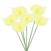 6Pcs 13" Artificial Anthurium Lily Flowers Floral Bouquet Decor, Light Yellow