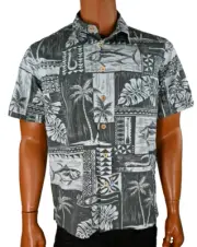 Quicksilver Waterman Mens Shirt New S Comfort Fit Short Sleeves Fish Beach
