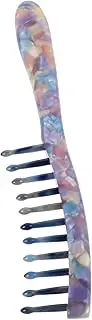 CATIEBYE Retro Marble Texture Wide Tooth Detangling Comb Long Handle for Curly Hair Colorful Pattern Hair Styling Tool Scalp Massage for Effortless Curls Blue and Purple