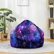 Morbuy Bean Bag Cover, 3D Mandala Print Sofa Cover Lazy Lounger Bean Bag No Filler Detachable Washable Puff Sofa Lounge Recliner Sac for Indoor Outdoor (90x110cm,Blue Purple Starry Sky)