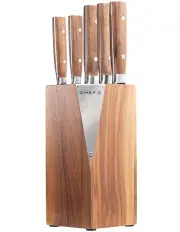 [ChefX] 6 Piece Knife Block Set in Walnut