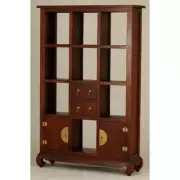 LEE CHINESE DIVIDER/DISPLAY SHELF MAHOGANY COLOUR 2 DOORS 2 DRAWERS