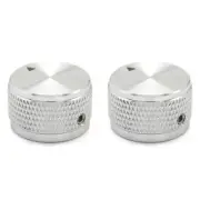 2Pcs Aluminium Alloy Electric Bass Guitar Knobs Volume Tone Control Knobs Silver