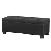 Tommie Fabric Storage Ottoman Black