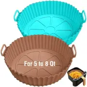 Silicone Air Fryer Liner 2 Pack, 9 inch Non-Stick Reusable Air Fryer Liners f...