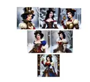 6 Steampunk Snow White Tags Junk Journal Scrapbook USA Seller