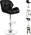 2Pcs Bar Stools with Footrest Swivel Gas Lift Counter Dining Chairs Leather Kitc