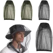 4Pcs Midge Head Net Anti Bug Mosquito Head Net Midge Net Head Cover Midge Net Mosquito Net Midge Net Fine Mesh Netting Cover Beekeeping Bee Veil for Outdoor Hiking Camping Fishing Black Green