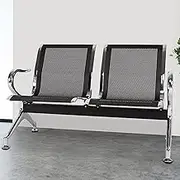 lylunnamsp Waiting Room Bench - Waiting Room Chairs with Arms Airport Reception Bench, Lobby Bench Seating Office Bench Waiting Area Chairs for Airport Business Hospital Market, Black,2 Seat