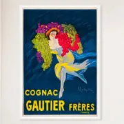 Galrie Vintage French Cognac Gautier Advertising Poster-Timeless Elegance for Your Home, White Frame, A3 30 x 42cm (12 x 16inch)
