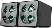 DOITOOL 2pcs Led Speaker Mini Subwoofer Music Player Laptop/Desktop Black Home Decor