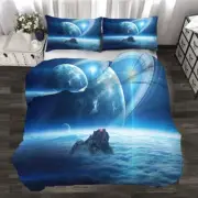 Fairy Mountain In Sea Clouds 3D Quilt Duvet Doona Cover Set Pillow case Print
