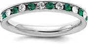 [JewelryWeb] 925 Sterling Silver Solid Polished Green White CZ Simulated Diamond Eternity Band Ring-Eternity-Ring for Women and Men