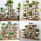 Multi-Pot Large Wood Plant Stand Rack Plant Shelf Home Office Corner Living Room