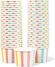 MATICAN Paper Ice Cream Cups - 50-Pack 4oz Disposable Dessert Bowls for Hot & Cold Foods