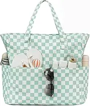 CAMTOP Waterproof Beach Tote Bag for Women Girls with Zipper Foldable Sandproof Pool Swim Bag Travel Carry On Gym