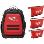 milwaukee packout backpack 15 in. 3-pack zipper tool bags storage nylon red