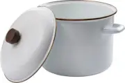 Barebones Living Enamel Stock Pot Hand-Finished Baked Stainless Trim Creating