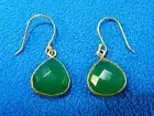 Teardrop Pendant Earrings, Green Chalcedony LaSoula Terra Collection, Fish Hooks
