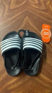 wonder nation size 9-10 toddler sandals Black & White Sport Slide NEW