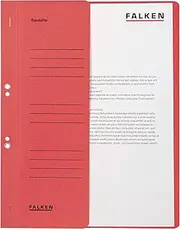 Exacompta - Ref 80003841001F - FALKEN - Eyelet Bottom-Up Flat Files - A4 (210 x 297mm) in Size, 250gsm Recycled Manilla, Half Cover for Identification - Red (Pack of 50)