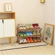 Foldable Bamboo Shoe Rack Multi Tier Shoe Organizer Rack Multifunctional Storage Free Standing Shelf for Shoes Plant(2 Layer)