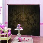 Plain Sketch Flowers Printing 3D Blockout Curtains Fabric Window Home Decor