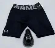 UNDER ARMOUR Diamond Utility Sliding Shorts w/ Cup, Black, Size YLG/JG/G, NWT!